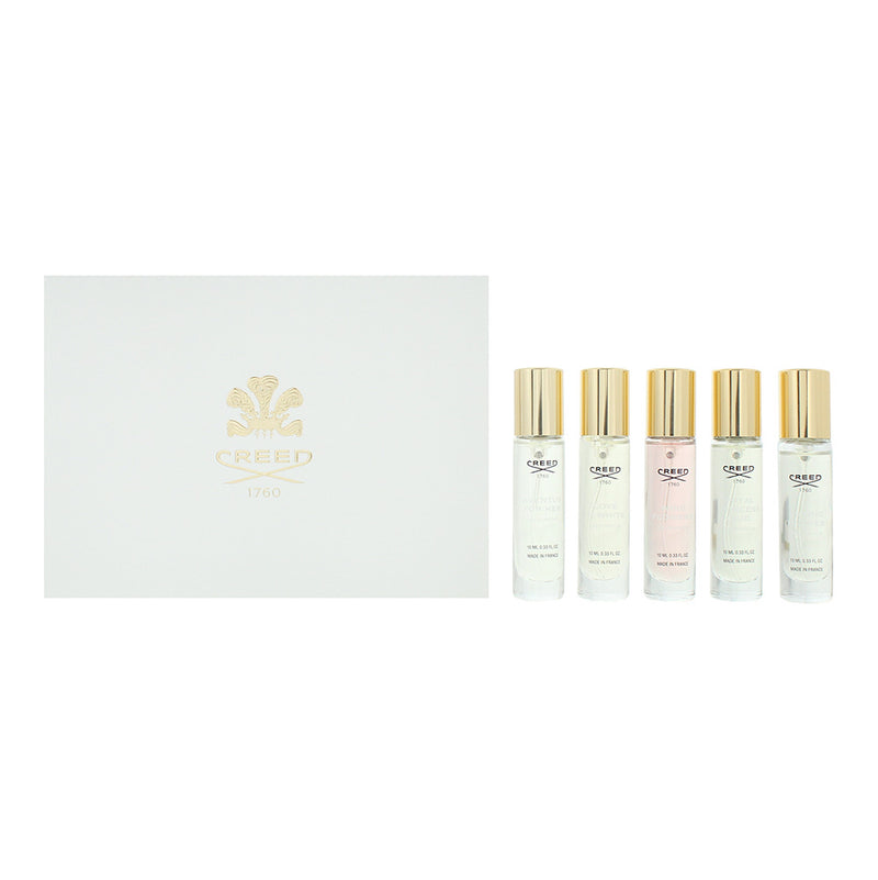 Creed Mini Gift Set: 5 x 10ml (What's Included: Aventus for Her, Wind Flowers,  Royal Princess Oud,  Spring Flower Love In White)