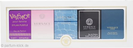 Versace Mini Set Gift Set 5ml Dylan Purple EDP + 5ml Bright Crystal EDT + 5ml Eau Fraiche EDT + 5ml Pour Homme EDT + 5ml Eros EDT