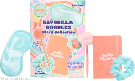 The Kind Edit Co. Bubble Boutique Daydream Doodles Diary Collection Gift Set 1 Notebook + 1 Fluffy Pen + 1 Eye Mask + 1 Satin Scrunchie