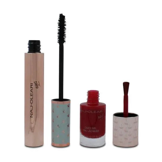 Naj Oleari Gift Set 14ml Wear The Volume Mascara + 8ml Oleo Gel Nail Lacquer 22 Red + Pouch