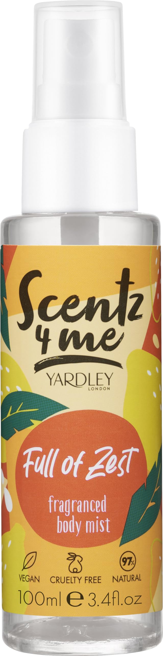Yardley Scentz 4 Me Fragranced Body Mist 100ml Spray - Full Of Zest