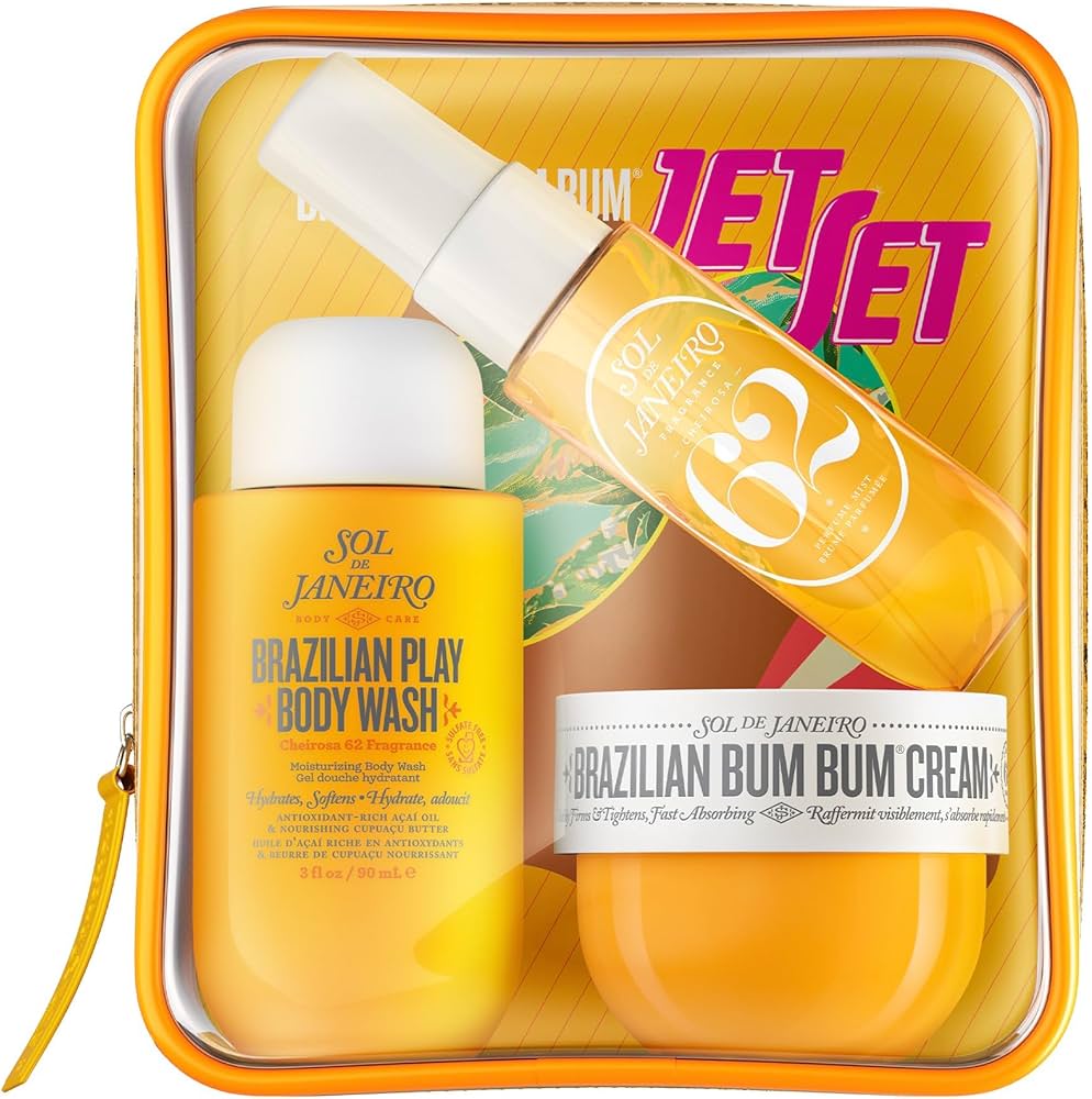 Sol De Janeiro Bum Bum Jet Gift Set 50ml Brazilian Bum Bum Body Cream + 90 Shower Gel + 30ml Cheirosa '62 Body Mist