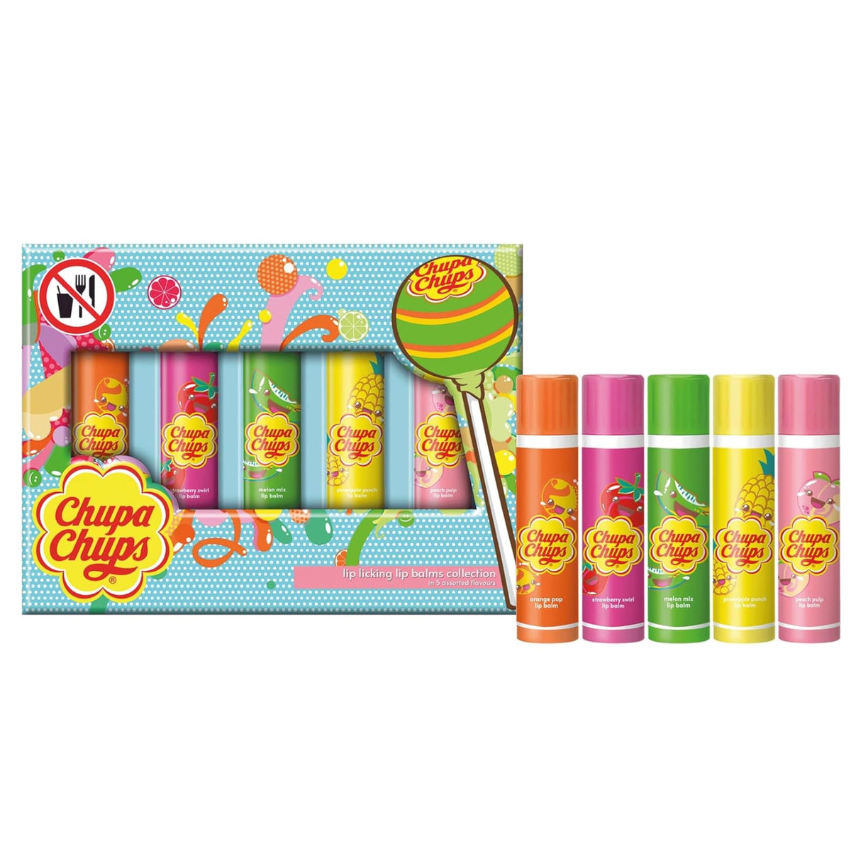Chupa Chups Lip Balms - Orange - Strawberry- Melon - Pineapple - Peach