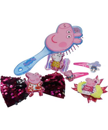 Peppa Pig Hair Gift Set 3 Pieces (This hair set contains: 1x Swivel Mirror Hairbrush 1x Peppa Pig Ear Hair Clips 1x Alphabet Stickers)