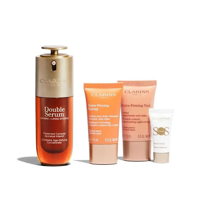 Clarins Double Serum Gift Set 50ml Double Serum + 15ml Extra Firming Day + 15ml Extra Firming Night + 5ml SOS Primer White