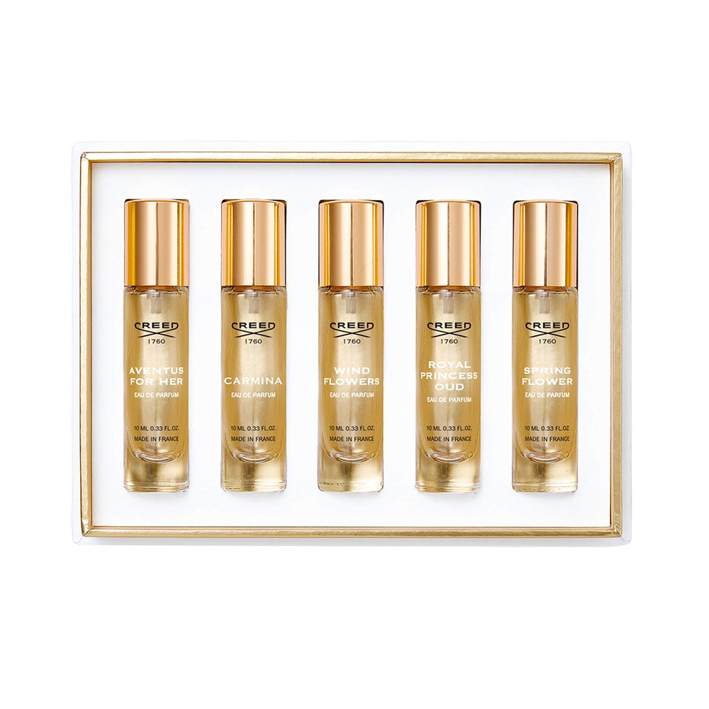Creed Women's Gift Set 10ml Aventus for Her EDP + 10ml Wind Flowers EDP + 10ml Royal Princess Oud EDP + 10ml Spring Flower EDP + 10ml Carmina EDP