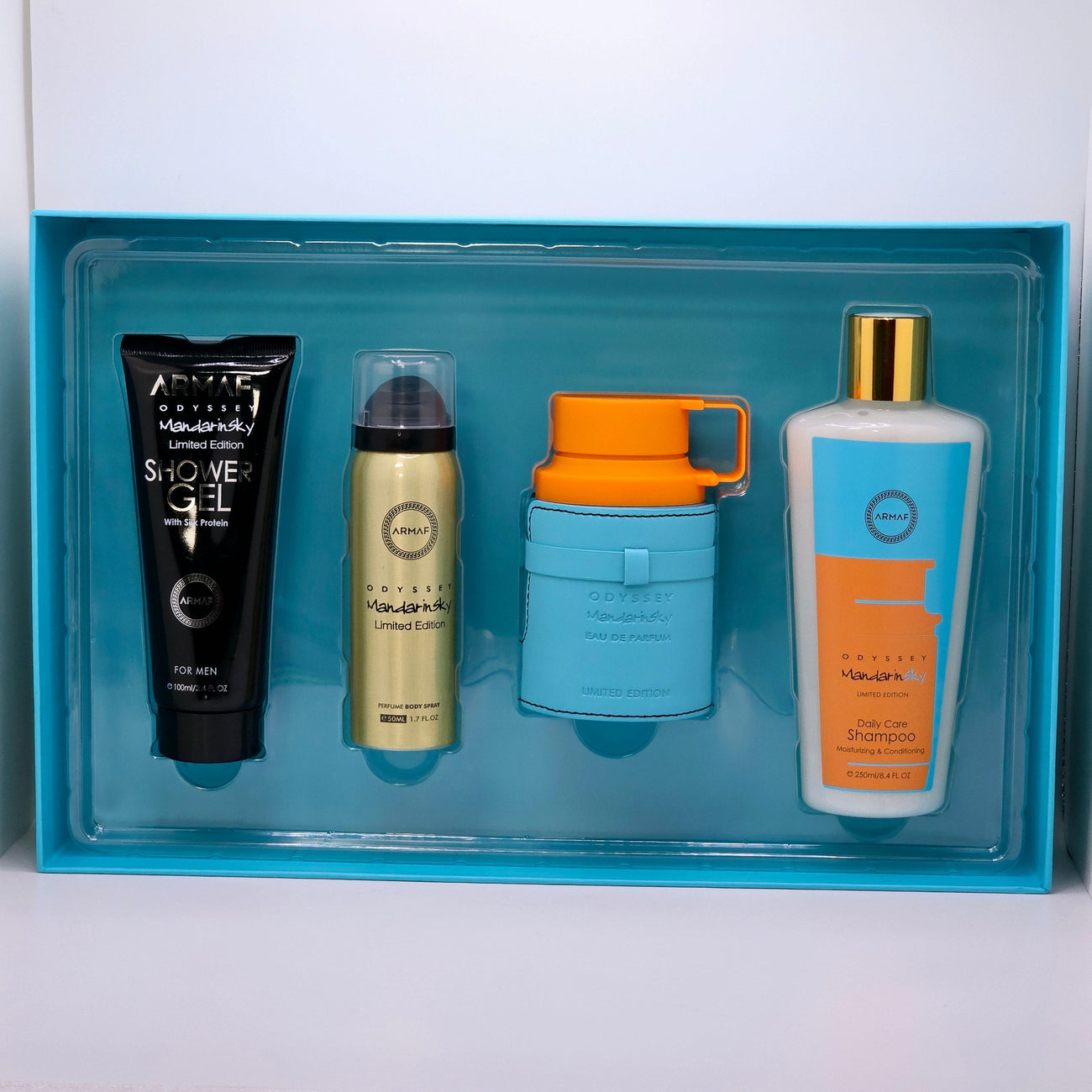 Armaf Odyssey Mandarin Sky Gift Set 100ml EDP + 250ml Shampoo + 100ml Shower Gel + 50ml Body Spray
