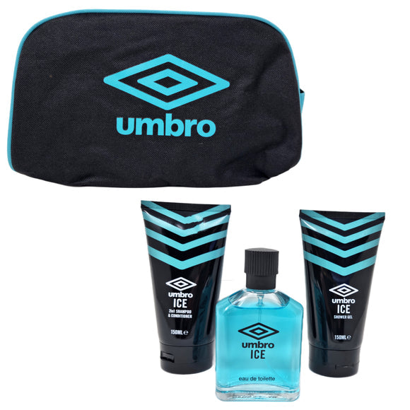 Umbro Ice Gift Set 75ml EDT + 150ml Shampoo & Conditioner + 150ml Shower Gel + Rucksack