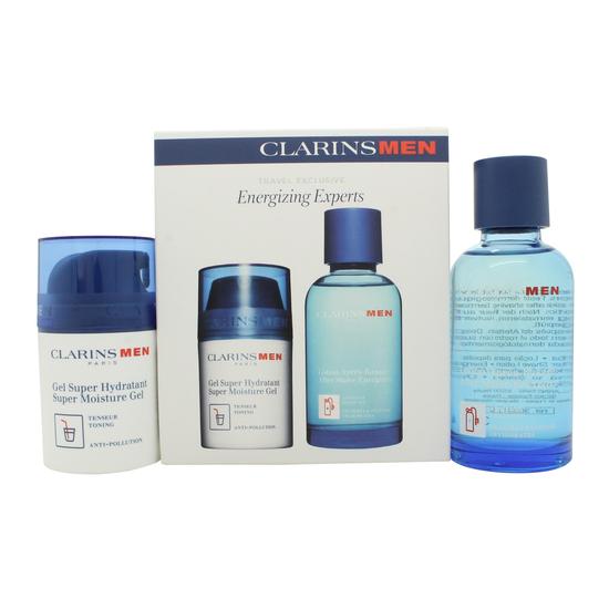 Clarins Men Gift Set 125ml Active Face Wash + 50ml Super Moisture Balm + 12ml Super Moisture Balm + 3ml Shave Oil + Bag