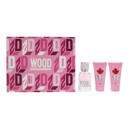 DSquared² Red Wood Gift Set 50ml EDT + 50ml Body Lotion + 50ml Shower Gel