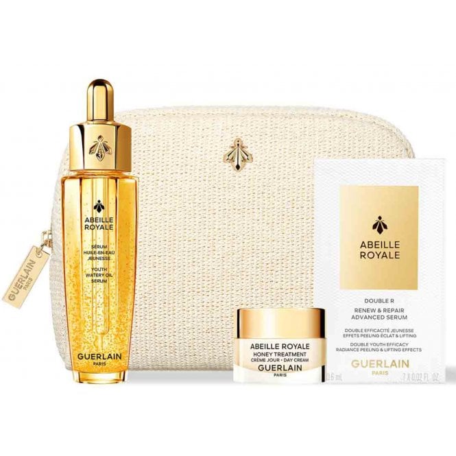 Guerlain Abeille Royale Gift Set: Day Cream 7ml - Oil In Water Serum 30ml - Renew Repair Serum 7 x 0.6g + Case
